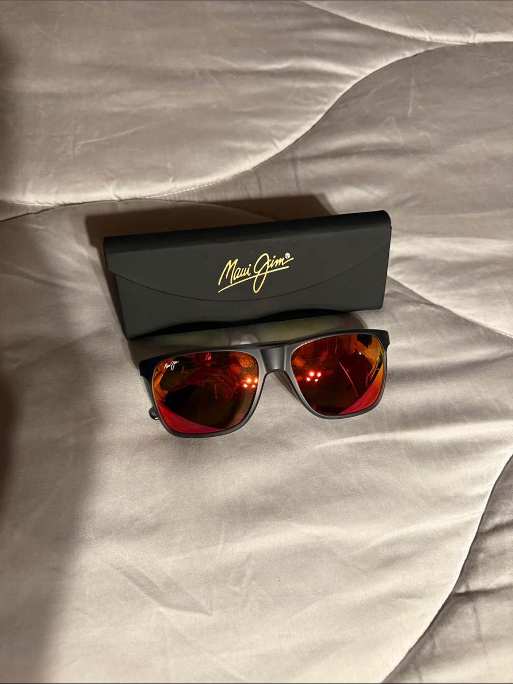 Maui Jim Pailolo Matte Black Frame Sunglasses with Red Mirrored Lenses